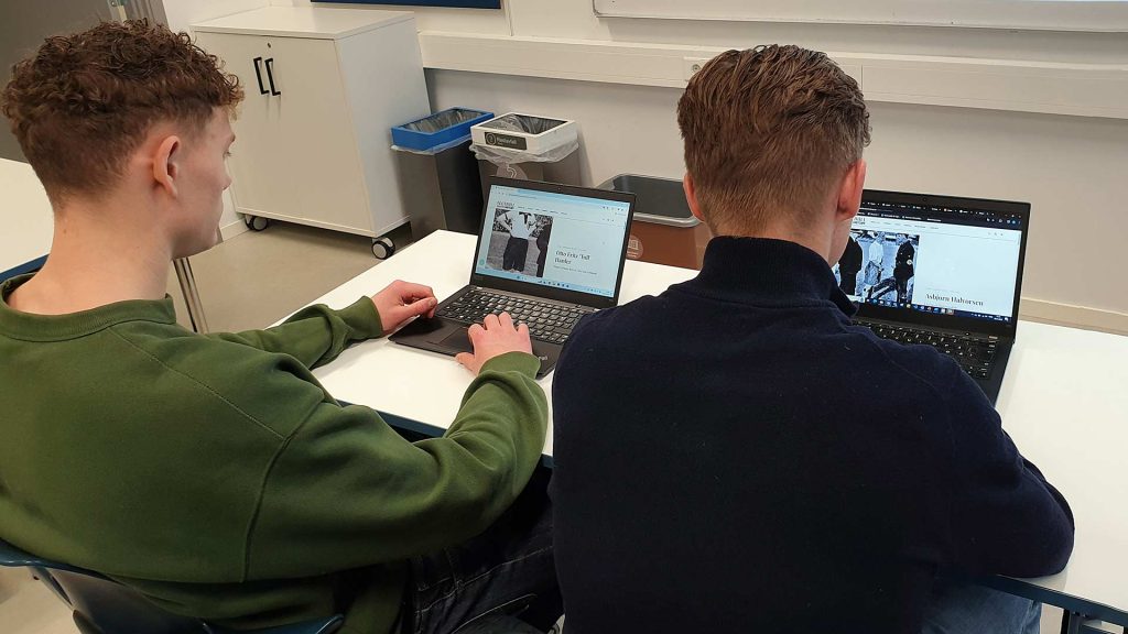 Students working on the two life stories.
