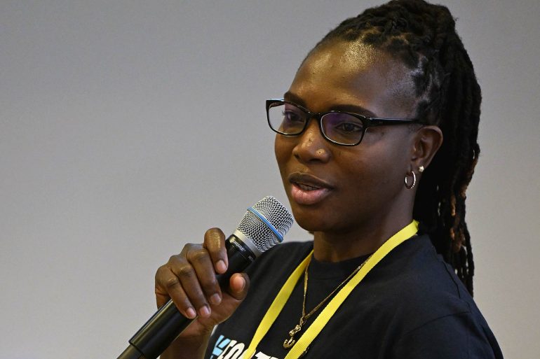 Ayisat Yusuf speaking at Inspires conference (photo: Fare network).