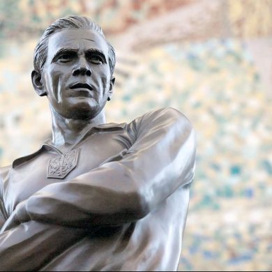 Gerard Cieślik statue at Silesian Stadium.