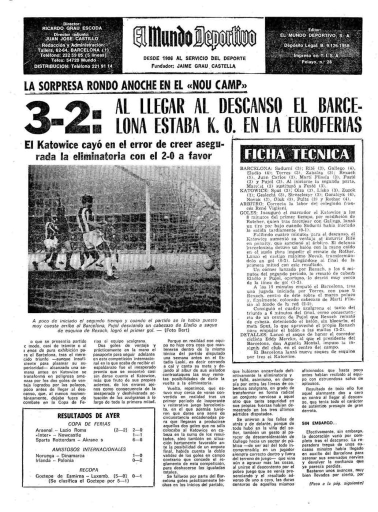 Newspaper about result of a match.