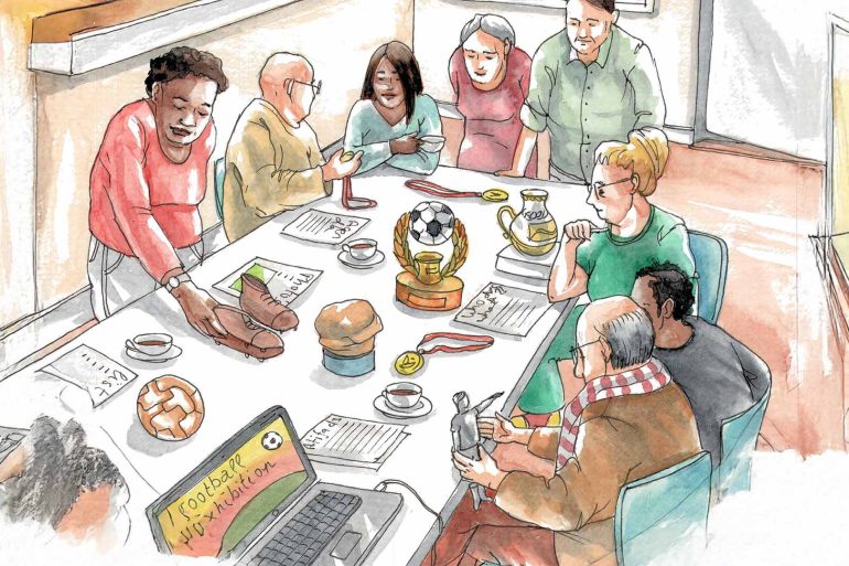 The value of collecting football together (illustrated by Els Thijsse).