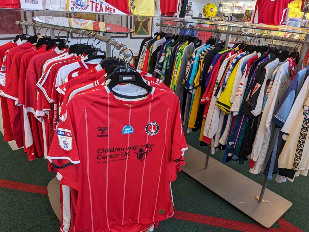 Display racks at the Charlton Athletic Museum.