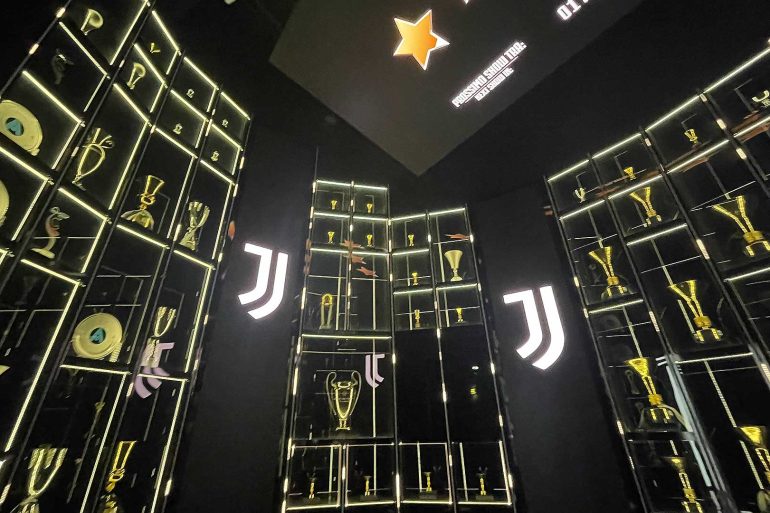 The room of the trophies in Juventus Musem.