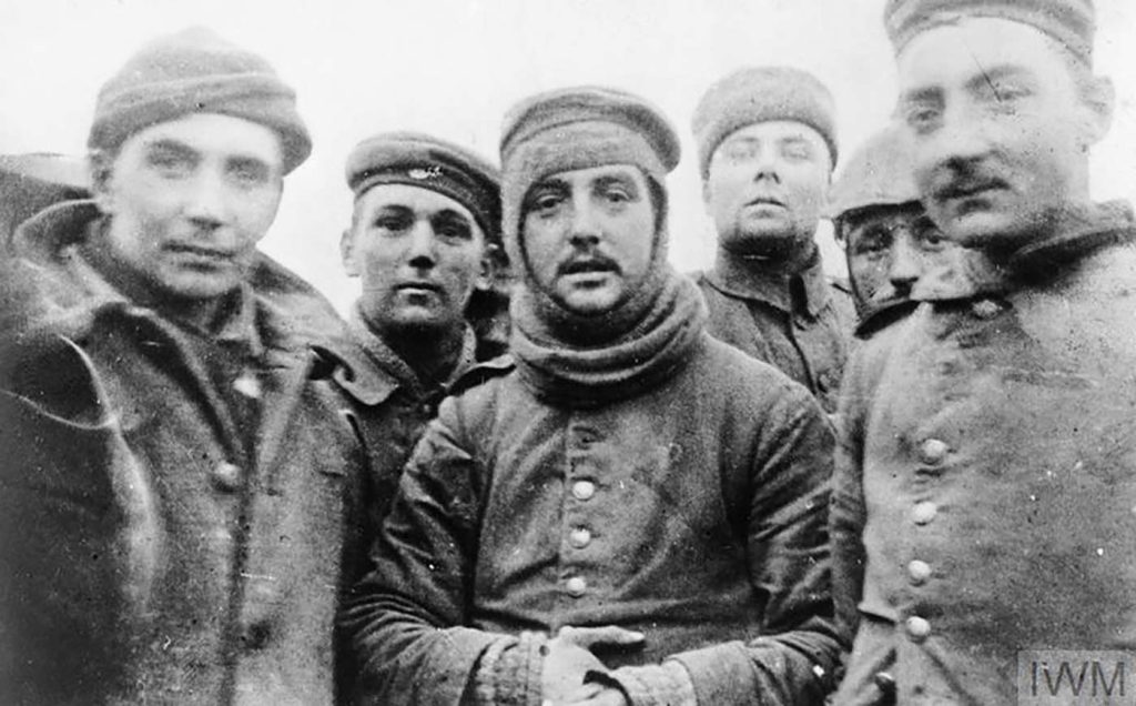 Soldiers fraternising at Ploegsteert, Belgium, Christmas 1914.