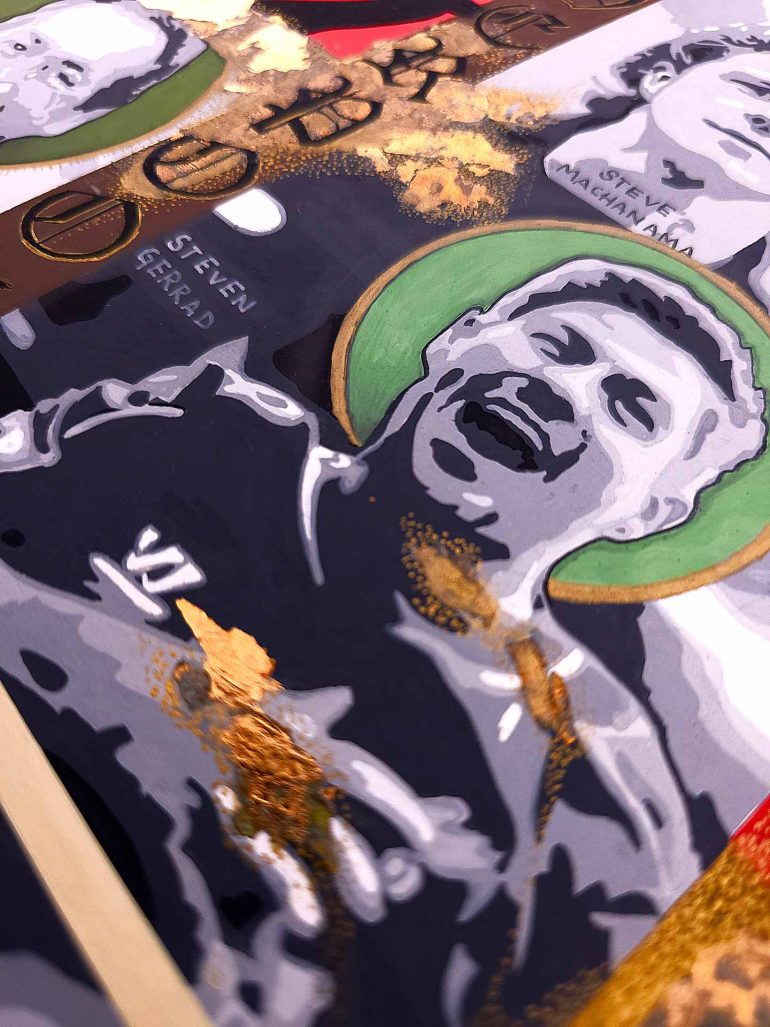 Close up from painting of Steven Gerrad.